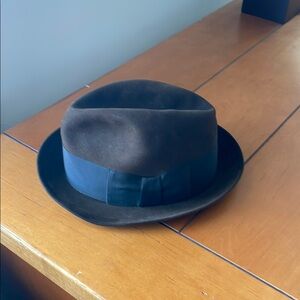 Brown Fedora Hat with Blue Band